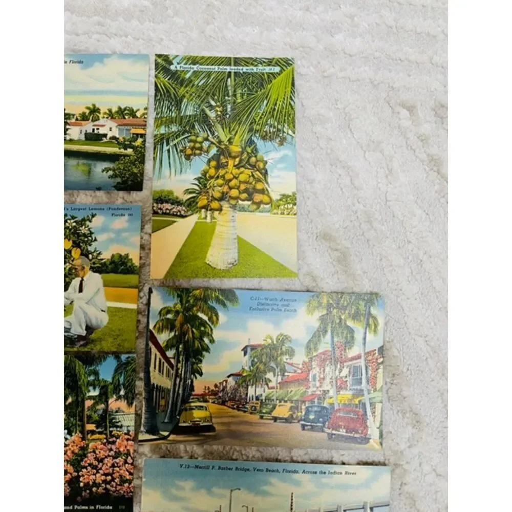 Tichnor Curteich Linen Post Cards Palm Beach Biltmore Lot of 16